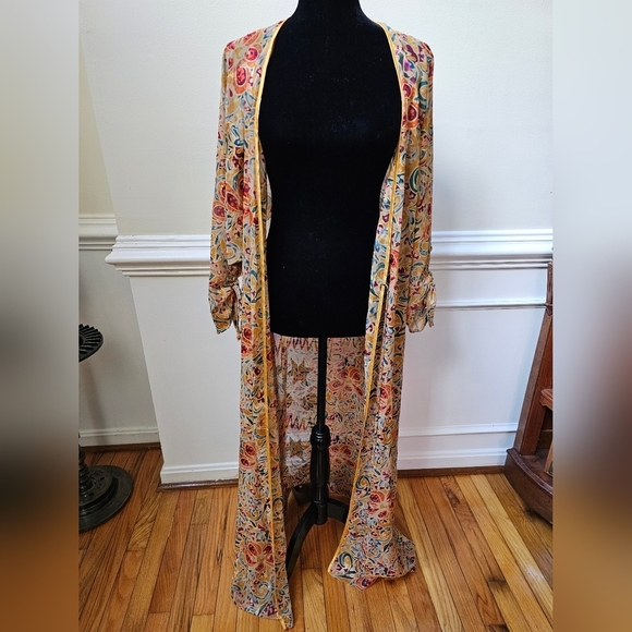 Vintage Victoria's Secret Gold Label Gold Trim Floor Length Robe Size M/L - Picture 5 of 8